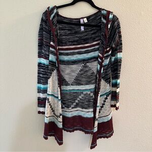 Alya Burgundy and Teal Striped Cardigan